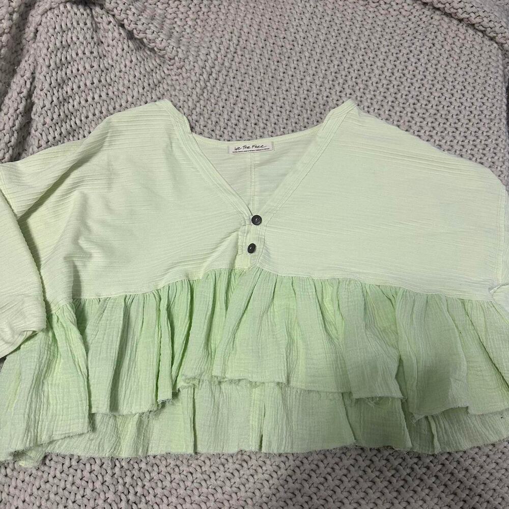 Free people light green ruffle top